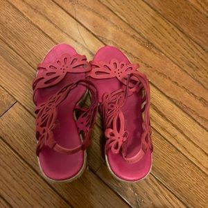Hot pink Carmichael leather espradille sandals